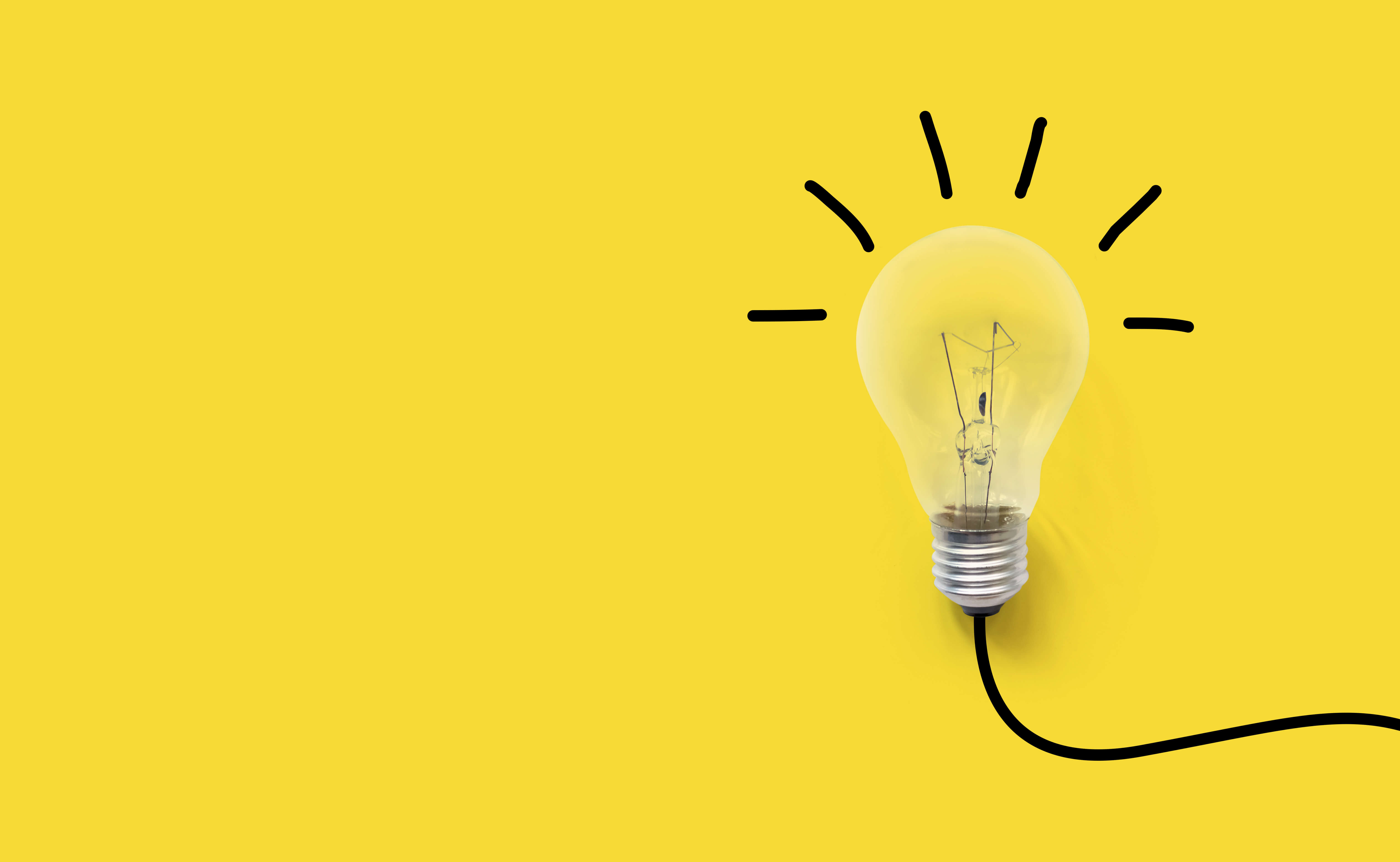 Lightbulb on a yellow background