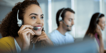 woman on headset in a call centre
