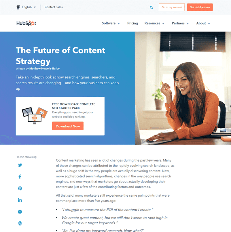 HubSpot Pillar Page The Future of Content Strategy