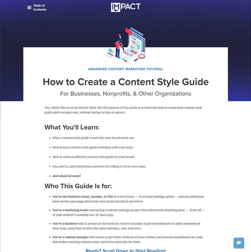 Impact Pillar Page Content Style Guide