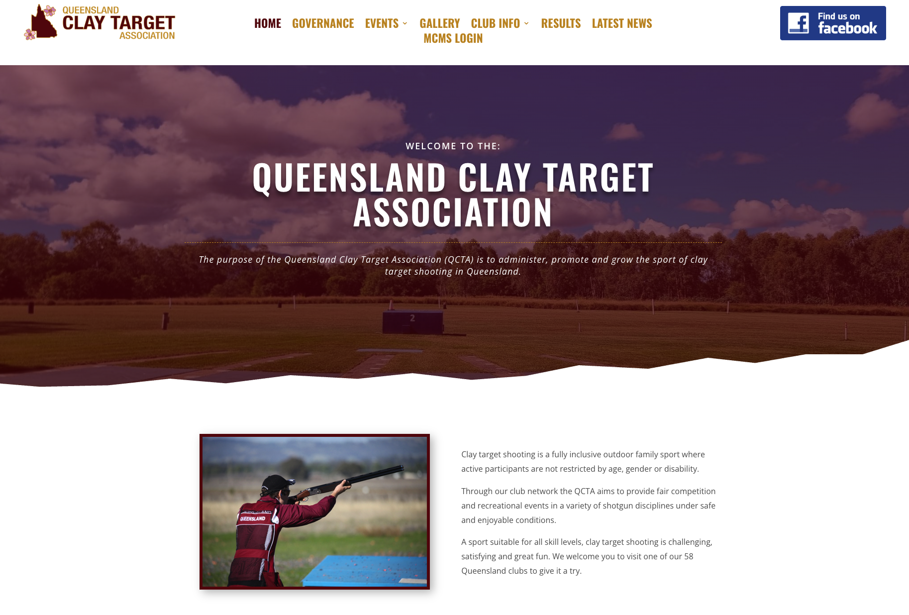Previous home page on the Queensland Clay Target Association website
