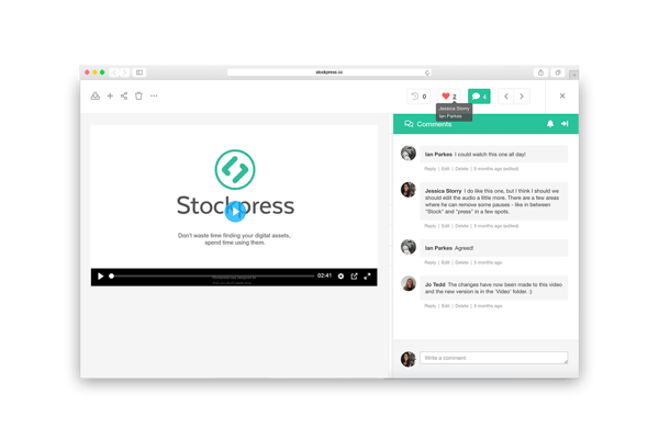 Stockpress collaborate screen with red box