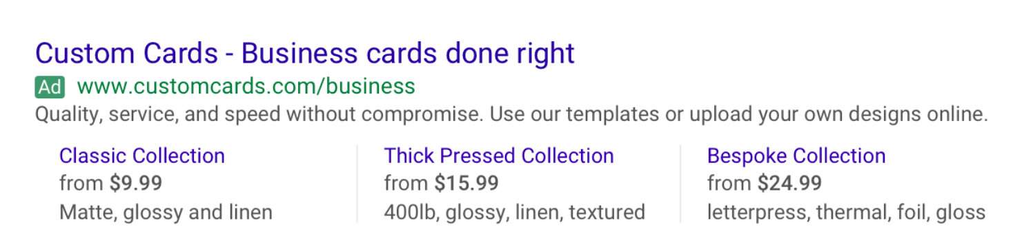 Google Ads Price Extension