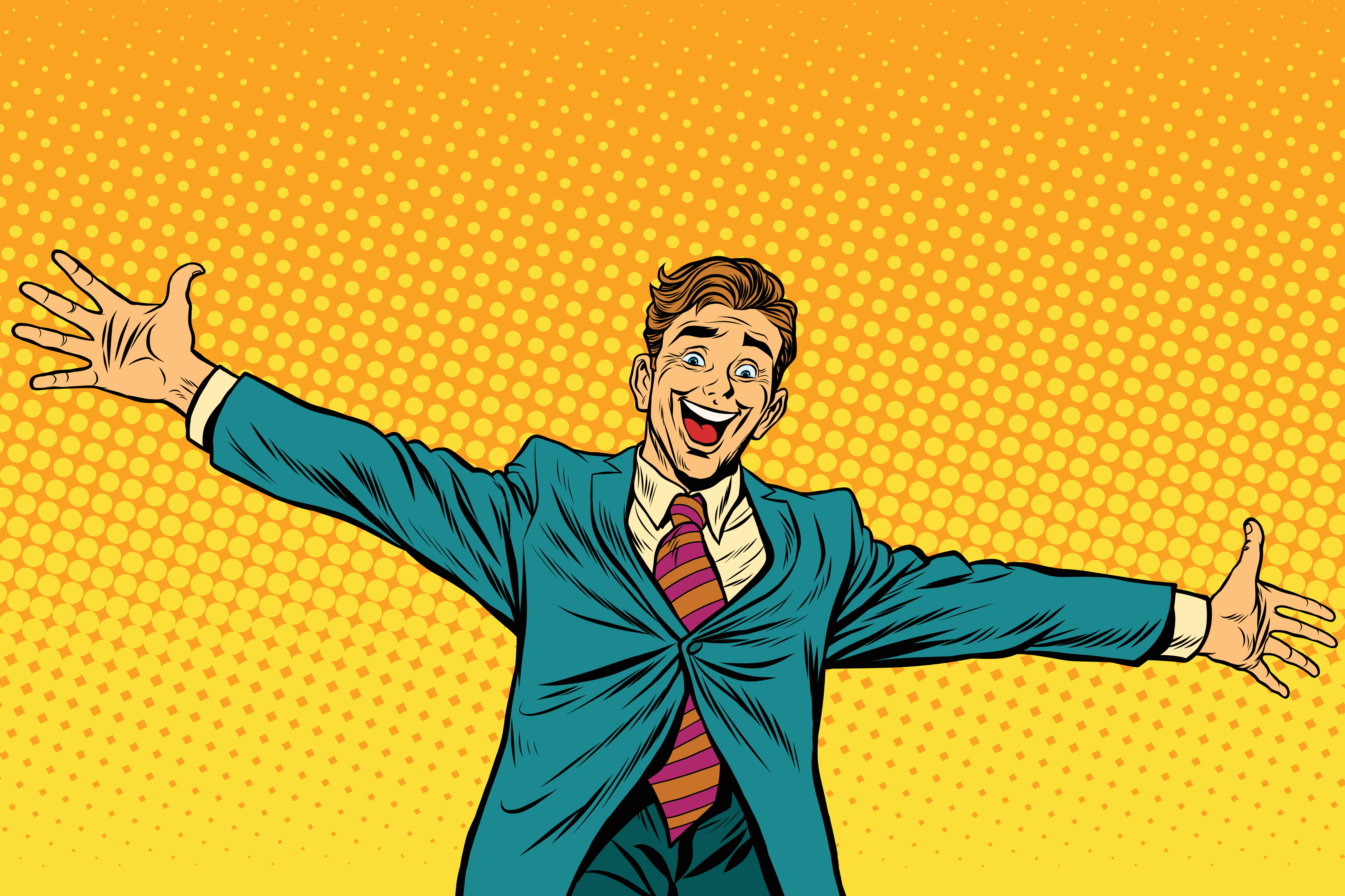 Welcoming man with arms outstretched