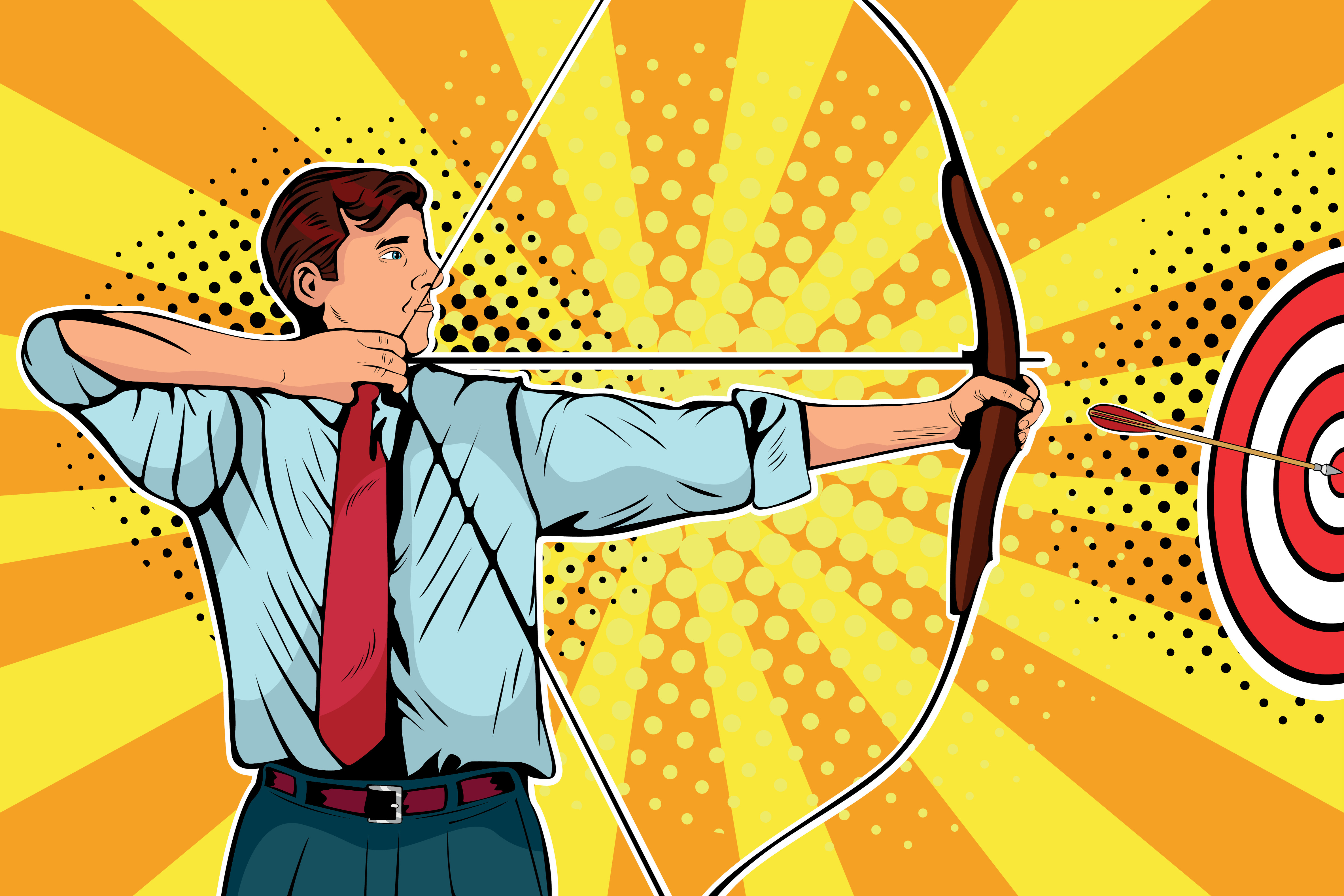 Professional man playing archery