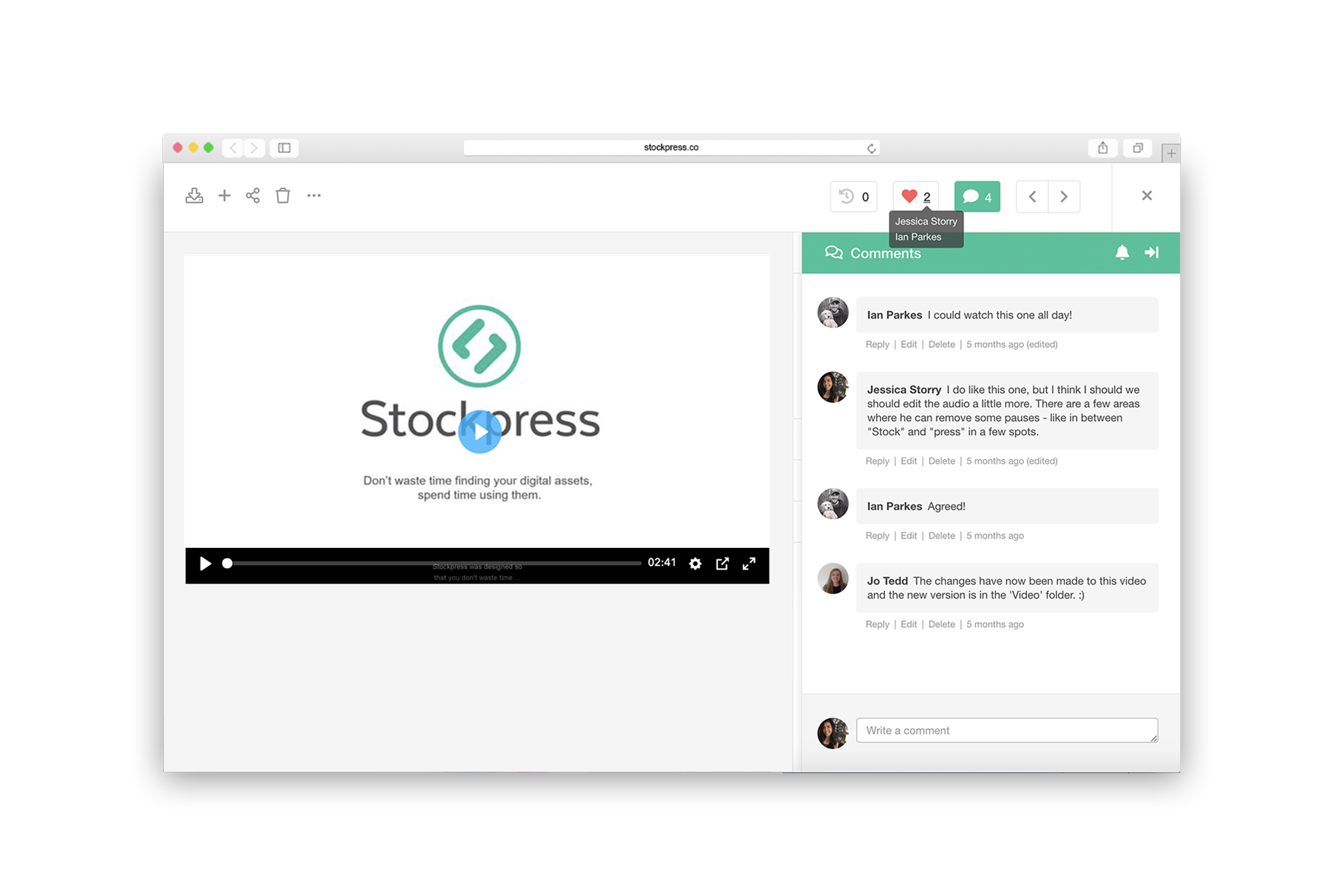 Stockpress collaborate screen with red box